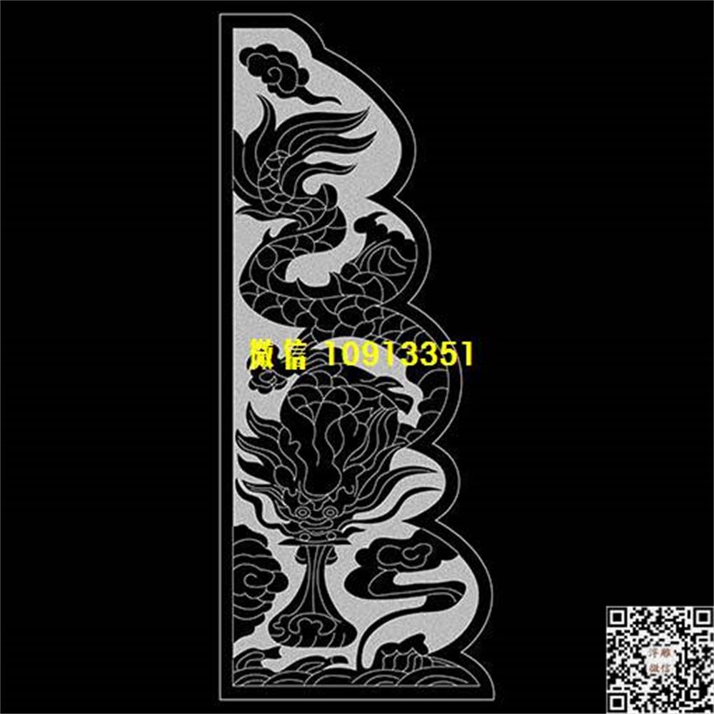 精雕图20墓碑龙抱鼓精雕图线雕图线条图单线铣底图_电脑雕刻plt文泰矢量图精雕图浮雕图